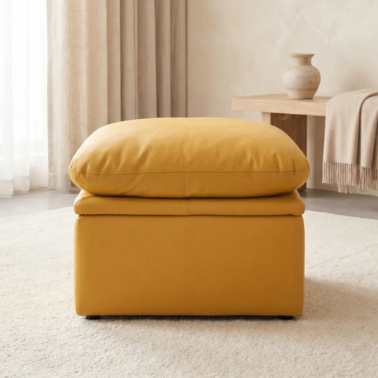 Verona Mustard Leather Footstool