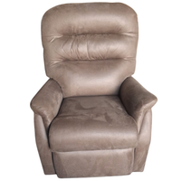A taupe brown upholstered recliner chair with a high back and padded armrests, shown against a plain white background.