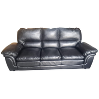 Outlet Verona Black Leather 3 Seater Sofa