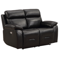 Renato black two-seater sofa angled view on a white background, showcasing modern design and sleek black upholstery.