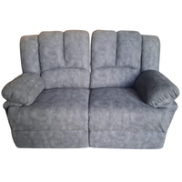 A gray two-seater loveseat sofa with high padded backrests and wide armrests, shown against a plain white background.
