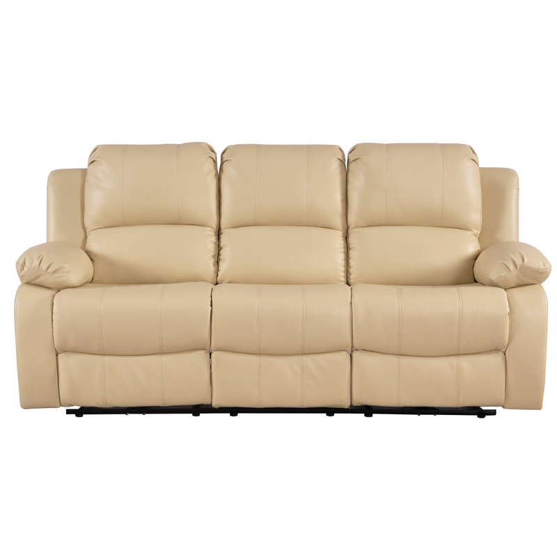 Beige leather sofa on a white background