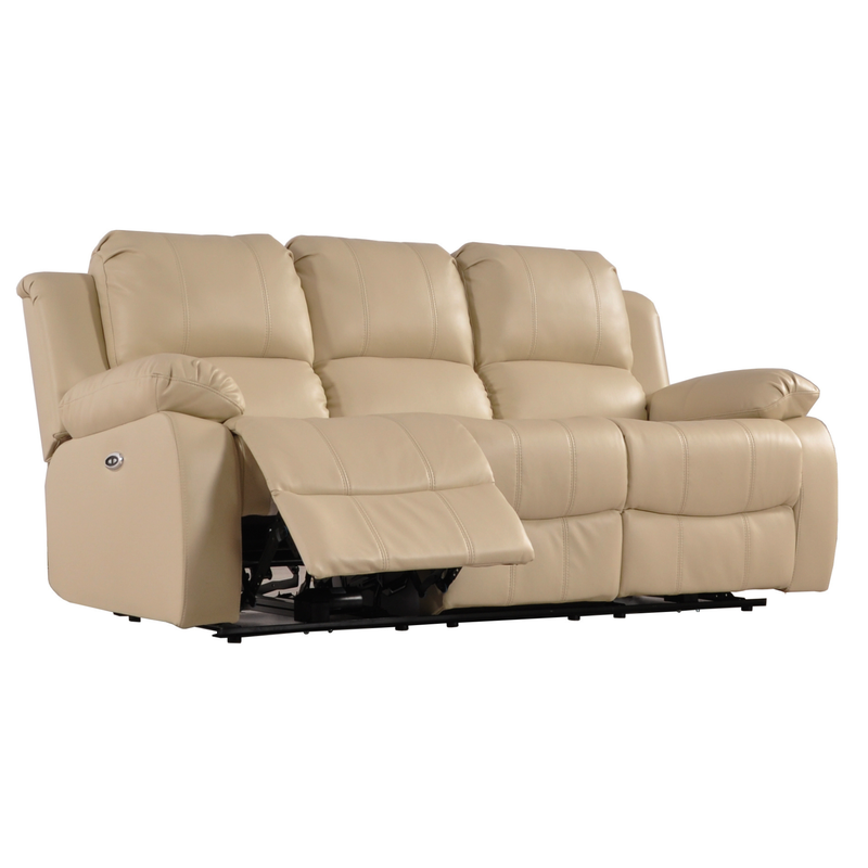 Beige reclining sofa on a white background