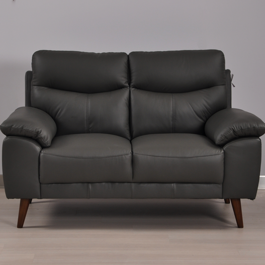 Vantage Grey 2-Seater Sofa, Front View in Roomset, Modern Minimal Design