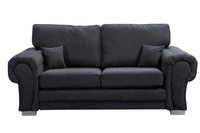 Verona High Back Black Fabric 3+3 Seater Sofa Set - Furniture Instore