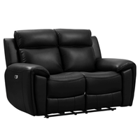 Black leather recliner sofa on a white background