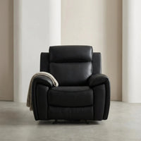 Annecy Genuine Leather Black Electric Power Recliner Armchair - Furniture Instore