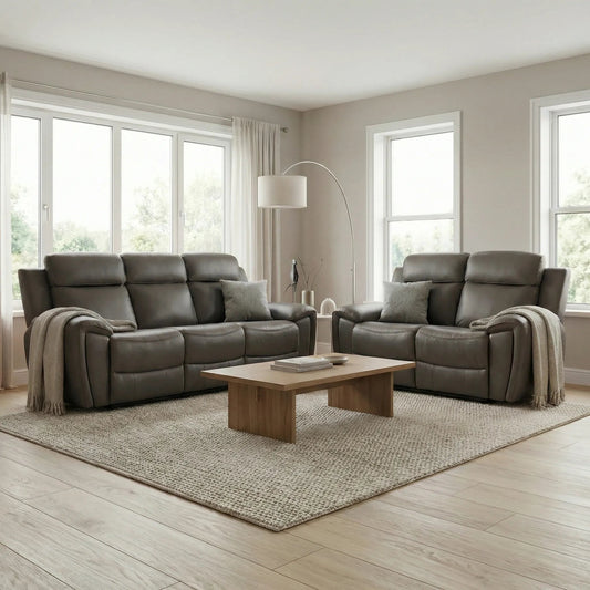 Annecy Genuine Leather Grey Electric Power Recliner 3+2 Seater Set - Furniture Instore