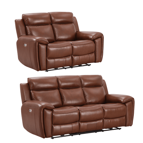 Annecy Genuine Leather Tan Electric Power Recliner 3+2 Seater Sofa  Set