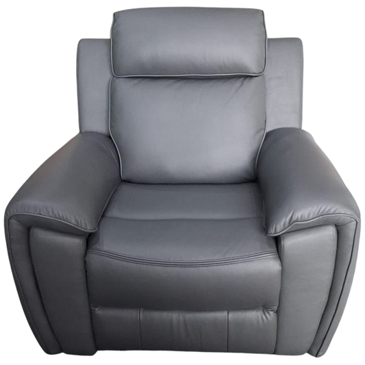 Outlet Annecy Genuine Leather Grey Electric Power Recliner Armchair