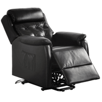 Black leather recliner chair on a white background