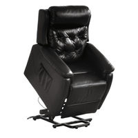 Black leather recliner chair on a white background