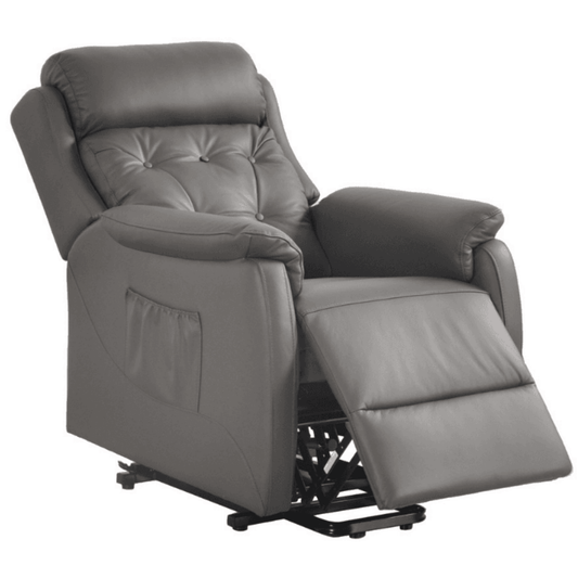 Gray recliner chair on a white background