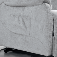 Gray fabric sofa with visible stitching details