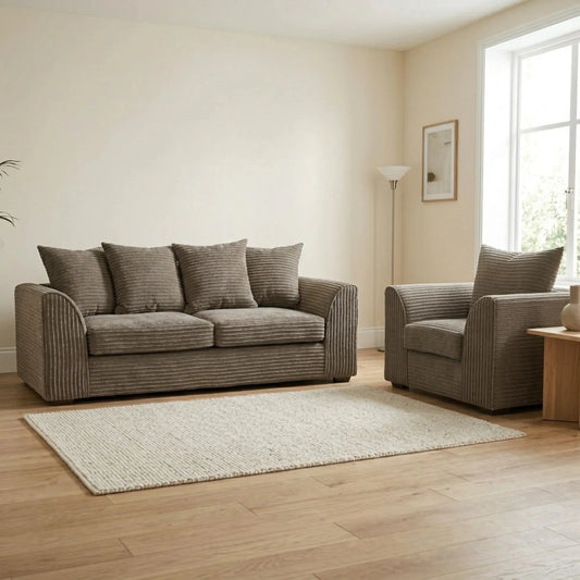 Byron Caramel Fabric 3+1 Seater Sofa Set - Furniture Instore