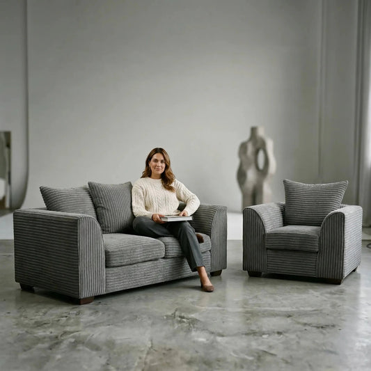 Byron Grey Fabric 2+1 Seater Sofa Set - Furniture Instore