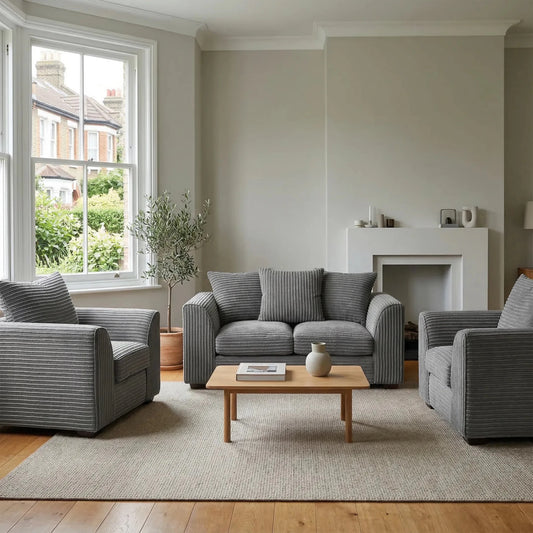 Byron Grey Fabric 2+1+1 Seater Sofa Set - Furniture Instore