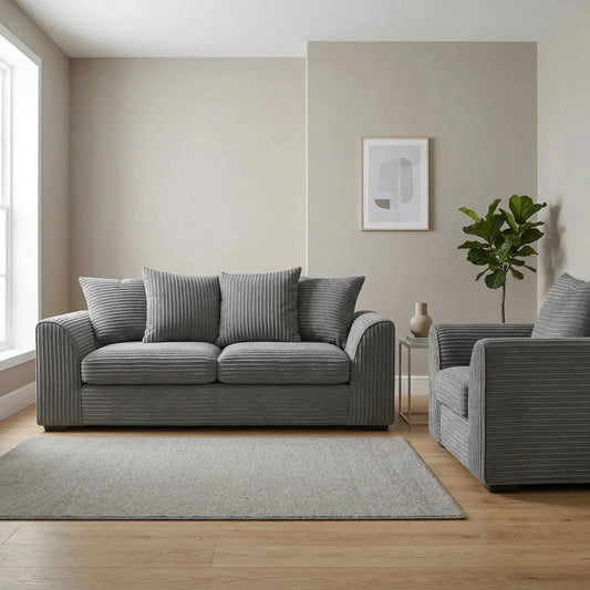 Byron Grey Fabric 3+1 Seater Sofa Set - Furniture Instore