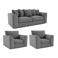 Byron Grey 3+1+1 Sofa Combo, Front View on White Background, Modern Minimal Design