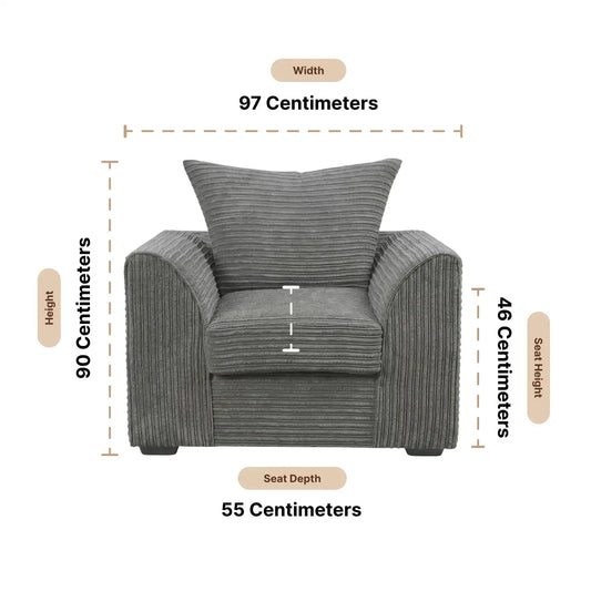 Byron Grey Fabric Armchair - Furniture Instore