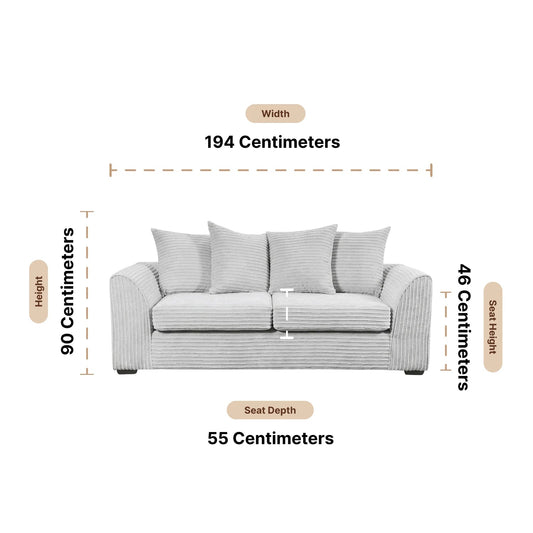 Byron Shark Fabric 3 Seater Sofa - Furniture Instore