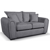 Gray sofa with cushions on a white background