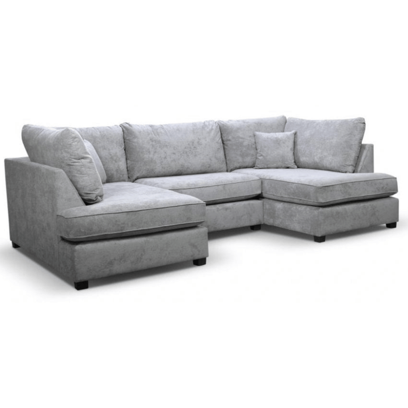 Gray sectional sofa on a white background