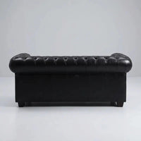 Chesterfield Black Leather Antique 2+1 Seater Sofa Set - view 3 - Furniture Instore