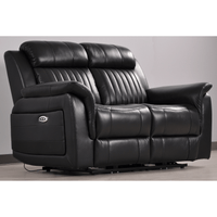 Cidliano black 2-seater sofa angled view on white background, modern and stylish seating furniture.