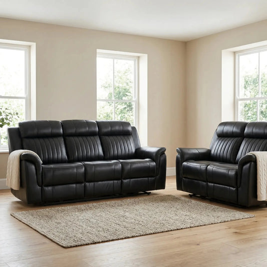 Cidliano Genuine Leather Black Electric Power Recliner 3+2 Seater Sofa Set - Furniture Instore
