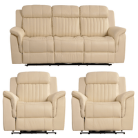 Cidliano Cream 3+1+1 Combo – front-facing cream-colored sofa set with one three-seater and two armchairs on a white background.