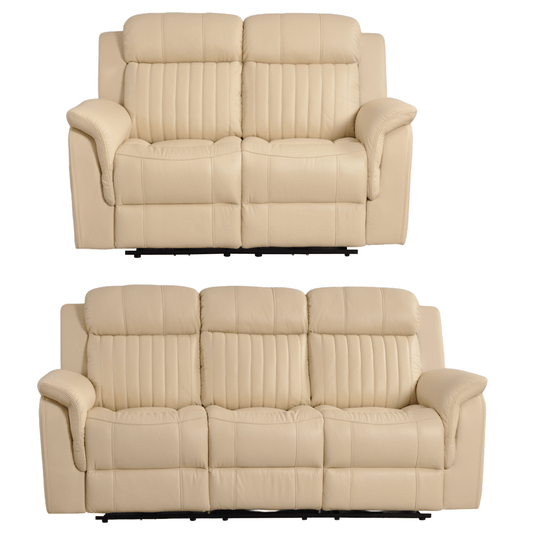Cidliano Cream 3+2 Sofa Set – front-facing cream-colored three-seater and two-seater sofas on a white background.