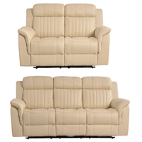 Cidliano Cream 3+2 Sofa Set – front-facing cream-colored three-seater and two-seater sofas on a white background.