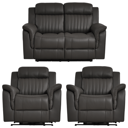 Cidliano Genuine Leather Grey Electric Power Recliner 2+1+1 Seater Sofa Set - Furniture Instore