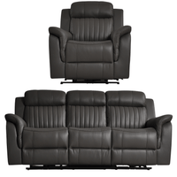 Cidliano Genuine Leather Grey Electric Power Recliner 3+1 Seater Sofa Set - Furniture Instore