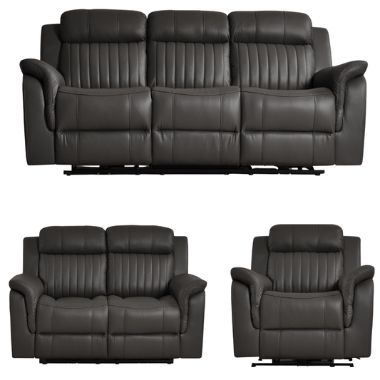Cidliano Genuine Leather Grey Electric Power Recliner 3+2+1 Seater Sofa Set - Furniture Instore