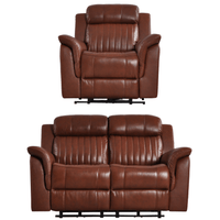 Cidliano 2-seater sofa and 1 armchair set front-facing on a white background, highlighting their sleek design and upholstery.