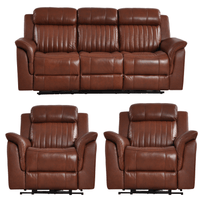 Close-up of Cidliano 3-Seater Sofa with 1-Seater Armchairs in tan, showcasing fabric texture and stitching on a white backround