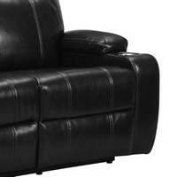 Close-up of a black leather recliner sofa on a white background