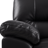 Dalmore Black 3-seater sofa close-up view on white background with modern sleek design