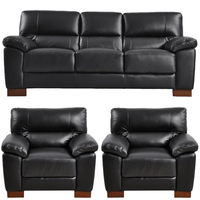 Dalmore Black 3+1+1 Sofa Combo – Modern black fabric set with 3-seater sofa and two armchairs on white background.