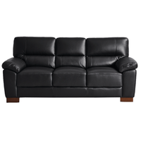 Dalmore Black 3 Seater Sofa – Front-facing view on white background, featuring sleek design and soft black upholstery.