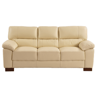 Cream 3-seater sofa front facing on white background with modern sleek design