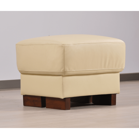 Dalmore Genuine Leather Cream Footstool - Furniture Instore