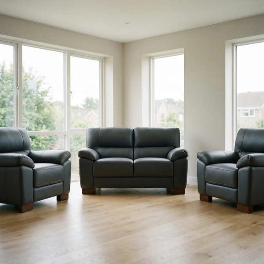 Dalmore Genuine Leather Grey 2+1+1 Seater Sofa Set - Furniture Instore