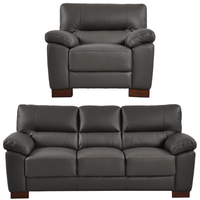 Dalmore Grey 3+1 Sofa Combo – Modern grey fabric set with 3-seater sofa and armchair on white background.