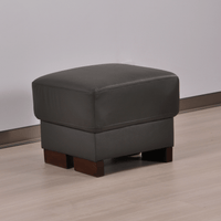 Dalmore Genuine Leather Grey Footstool - Furniture Instore