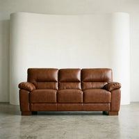 Dalmore Genuine Leather Tan 3 Seater Sofa - Furniture Instore