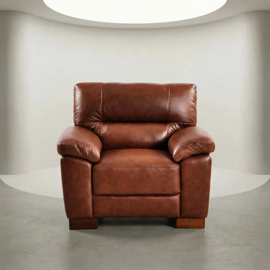 Dalmore Genuine Leather Tan Armchair - Furniture Instore
