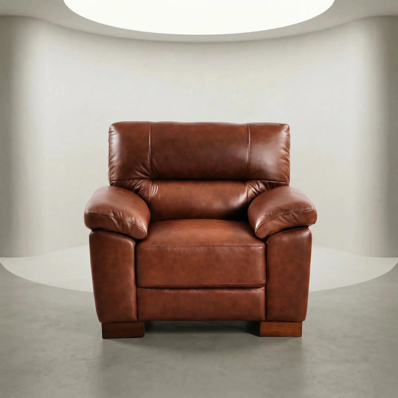 Dalmore Genuine Leather Tan Armchair - Furniture Instore